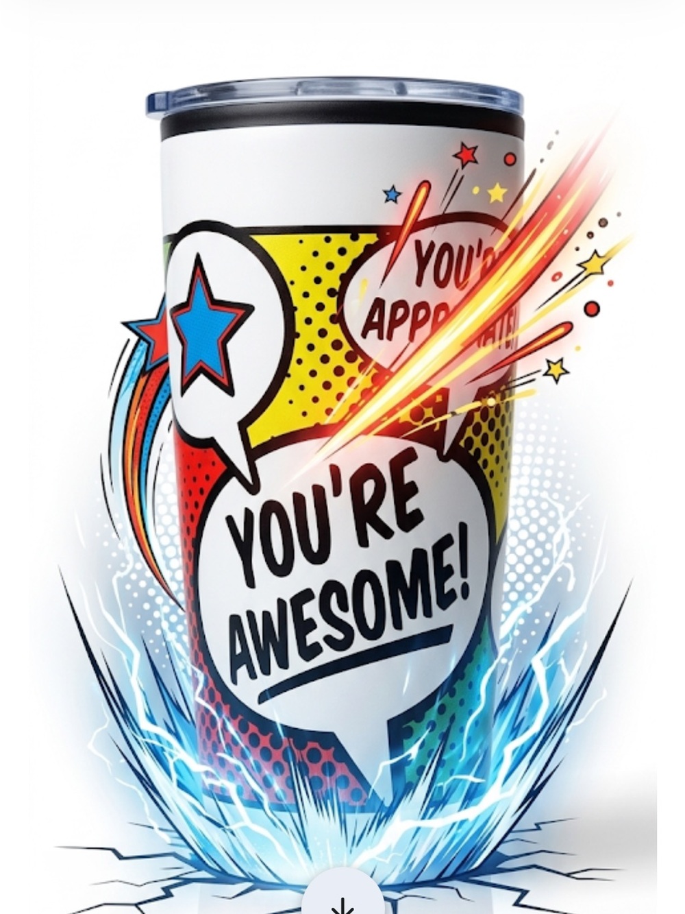 "You're Awesome!" Comic Pop Travel Tumbler - White metal